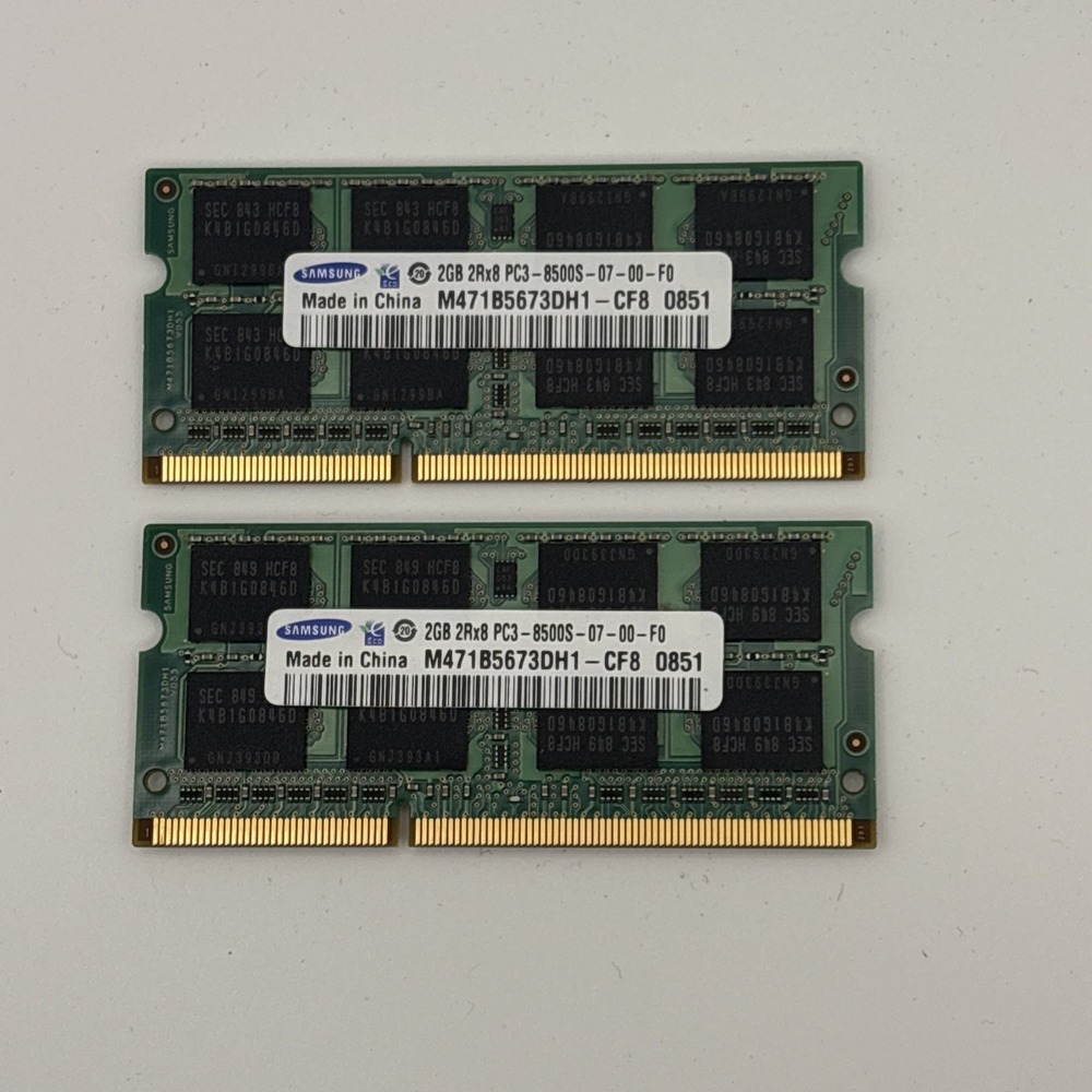 Samsung 4GB Kit 2x 2GB PC3-8500S DDR3 1066MHz Laptop RAM SO-DIMM